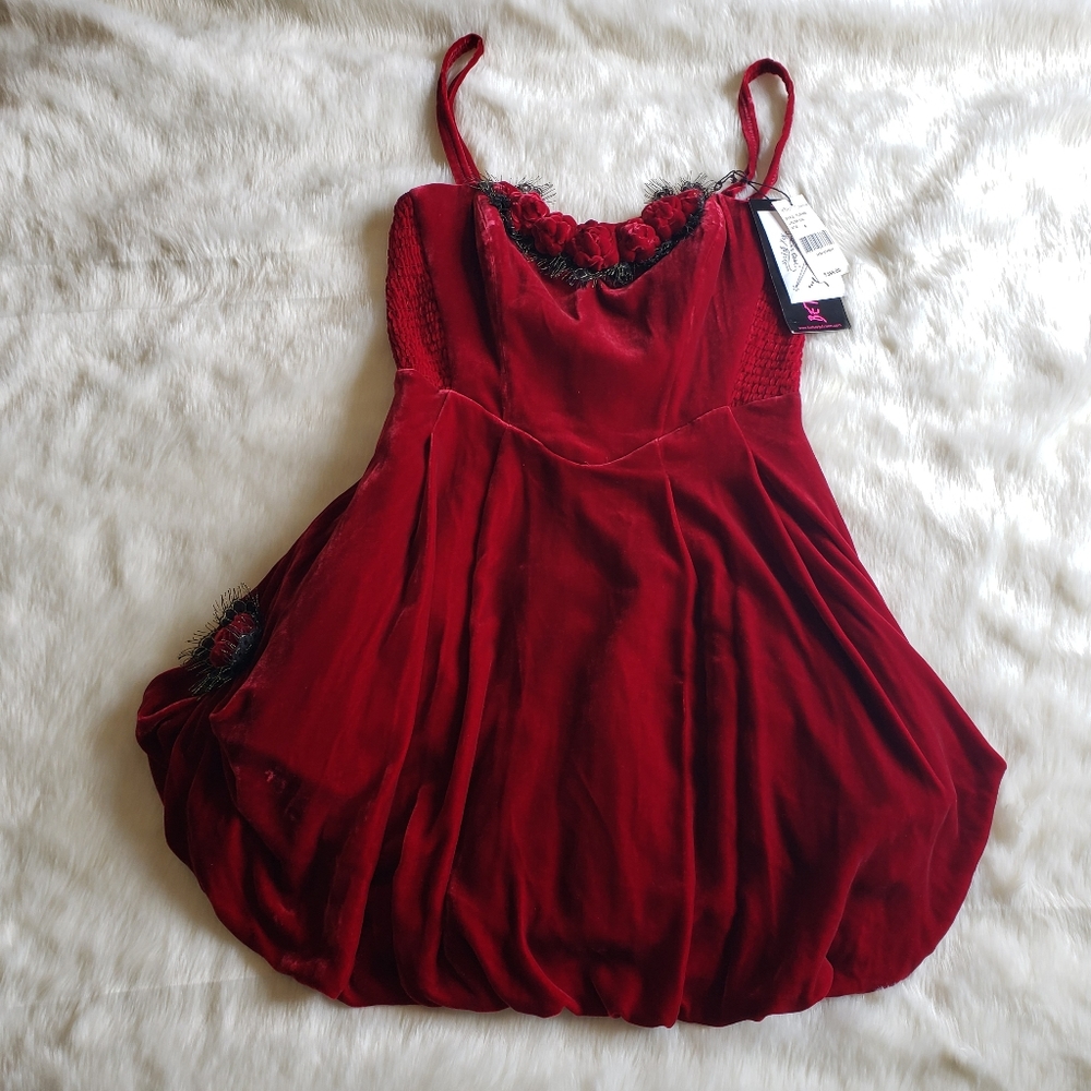 Vintage Betsey Johnson red velvet dress 4